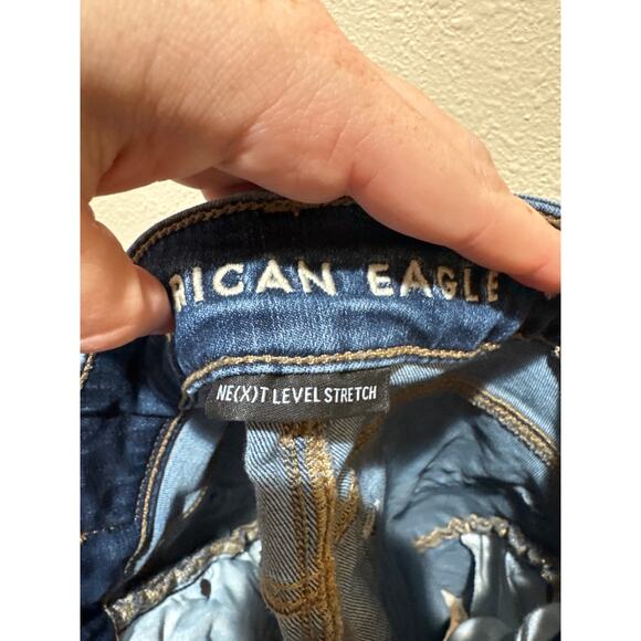 American Eagle High Rise Denim Jean Mini Skirt size 2 extra level stretch - Picture 3 of 5